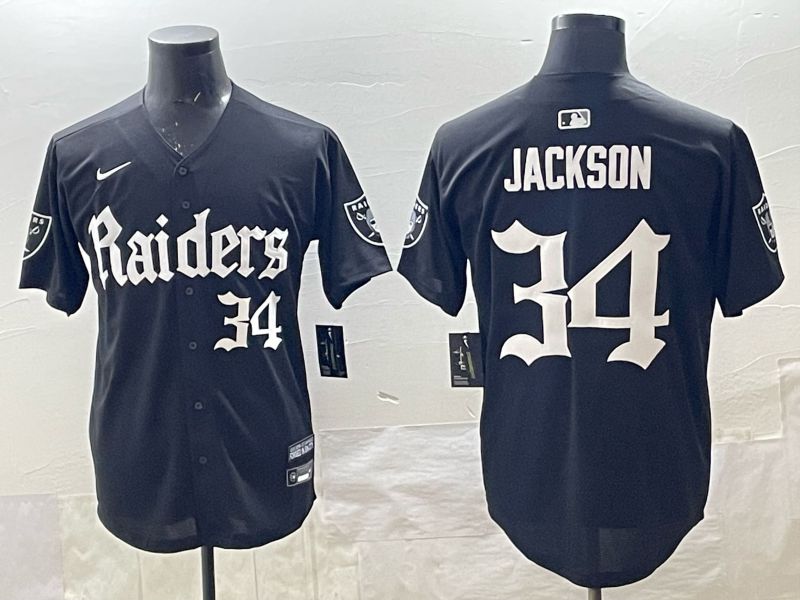 Men 2025 Oakland Raiders 34 Jackson black 6th generation Joint Name Nike Limited NFL Jersey style 05